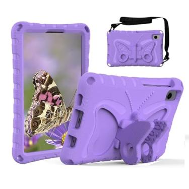 Imagem de Capa para tablet Sfuladc para Samsung Galaxy Tab A9/A11, suporte de borboleta embutido e alça de ombro compatível com Lenovo Tab One/K9 22.1 cm roxo