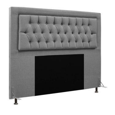 Imagem de Cabeceira Turquesa Para Cama Box Queen 160 Linho Cinza - D'Rossi - DRo
