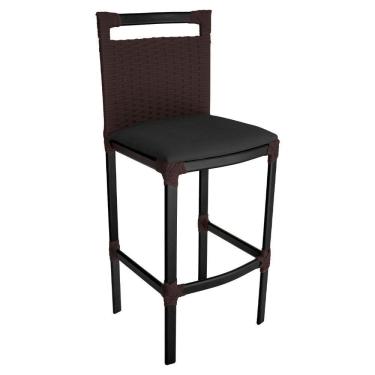 Imagem de Banqueta Alta Vigor Em Alumínio E Corda Náutica Marrom Marrom Com Preto