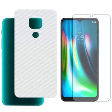 Imagem de Película Hidrogel + Adesivo Fibra De Carbono Para Moto G9 Play - Transparente