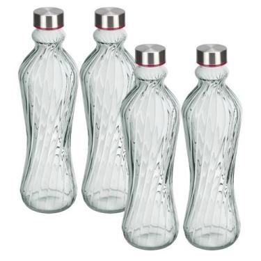 Imagem de Kit 6 Garrafa De Agua Squeeze Vidro Suco Água Portátil 1l H2o Transpar