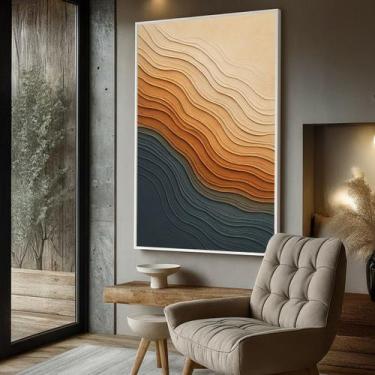 Imagem de Quadro Decorativo com Moldura Caixa Tons Terracota para parede Sala, Q