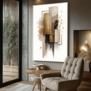 Imagem de Quadro com Moldura e Acrilico Cristal Vidro Claro Abstrato Gold para S