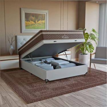 Imagem de Cama Box Baú Casal + Colchão Paris Molas Ensacadas Marrom - eShop casa