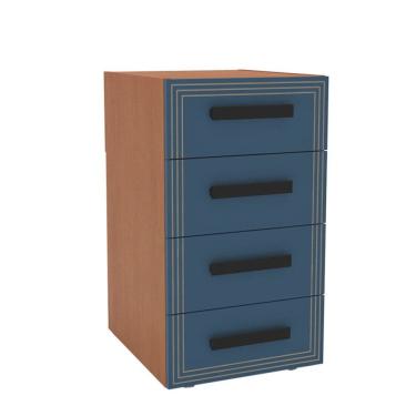 Imagem de Gaveteiro Valência 4 Gavetas Azul/Freijó - Politorno