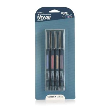 Imagem de Caneta Esferográfica 0.7 Colorida Ocean Estojo C/ 4 Unid Jocar Office 