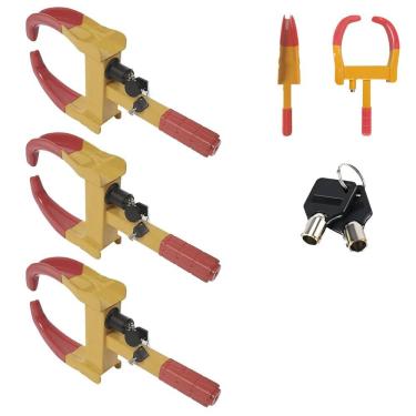 Imagem de Trava de Pneu Universal Kit 3 Uni Bloqueador De Roda Carro Moto Antifurto Roubo Seguranca Reboque Veiculo Auto