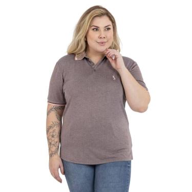 Imagem de Camisa Polo Plus Size Feminina Botões Dia a Dia Trabalho