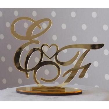 Imagem de Topo de Bolo em Acrílico Personalizado - Iniciais Elegantes - no-brand