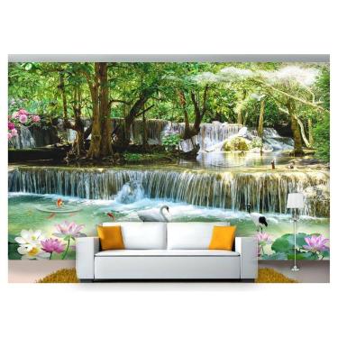 Imagem de Papel De Parede Cachoeiras Animais Pássaros 3D Xch12 3M²