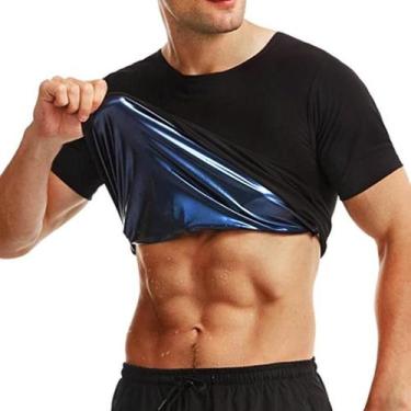 Imagem de Camisa De Sauna Masculina Slimming De Manga Curta, Compressão Térmica 