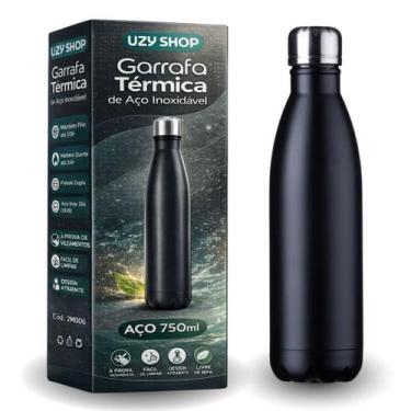 Imagem de Garrafa Térmica de Inox Parede Dupla 750ml Prata Preto e Branca Vedaçã