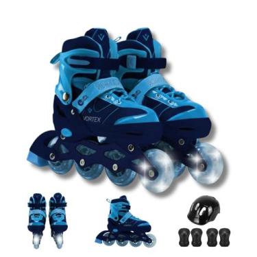 Imagem de Patins Infantil 4 Rodas Menino Inline com Led e Regulagem 35 36 37 38 