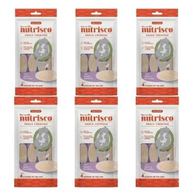 Imagem de Kit Petisco Gatos Snack Cremoso Nutrisco Atum e Bacalhau 56g C/6 Unida