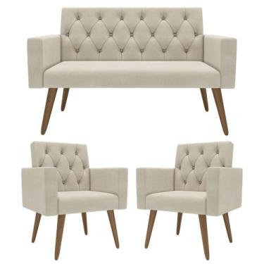 Imagem de Sofá 2 Lugares + 2 Poltronas Decorativas Para Sala, Recepção - Móveis 