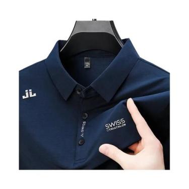 Imagem de Camisa Polo Masculina Casual De Negócios Com Manga Curta, Cor Sólida, 
