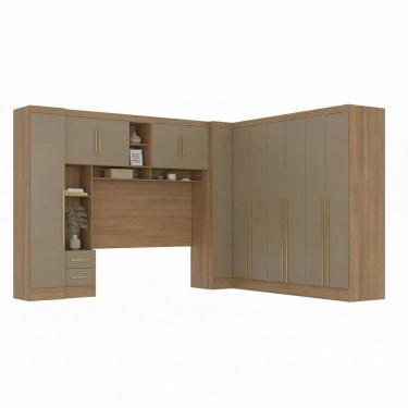 Imagem de Guarda-roupa Modulado 4 Peças 12 Portas Cabeceira até 158cm Cinamomo/Capuccino