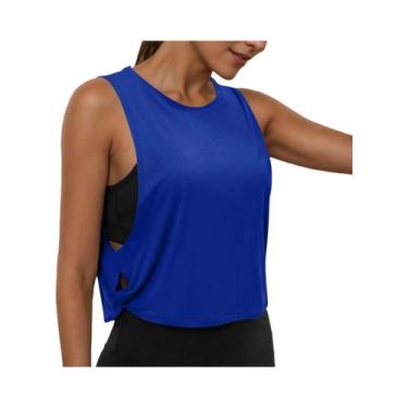 Imagem de Camiseta Sem Mangas Para Yoga Feminina Com Decote Redondo, Top Casual 