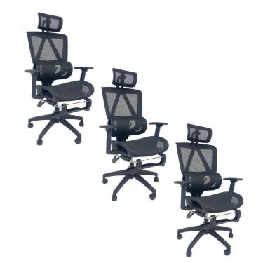 Imagem de Kit 3 Cadeiras de Escritório Presidente Executiva Oficial Titan Preto