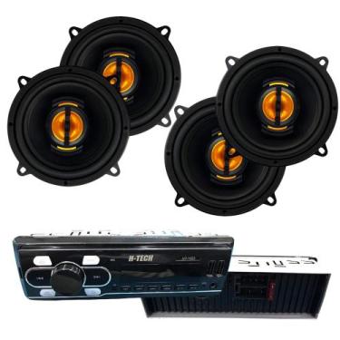 Imagem de COMP Kit Som Automotivo com Rádio H-Tech HT-1023 + 2 Pares de Alto-Fal