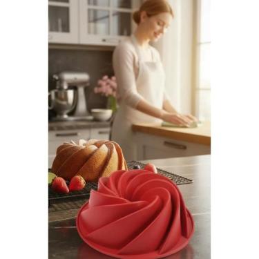 Imagem de Forma Silicone Bolo Pudim Espiral Vulcão Forno Air Fryer - Congratulat