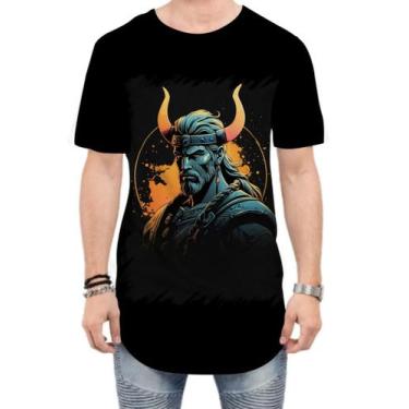 Imagem de Camiseta Longline Guerreiro Viking Nórdico Tribo 10 - Kasubeck Store®,