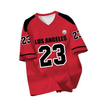 Imagem de Camiseta De Basquete Masculina Los Angeles 23 Com Decote Em V, Manga C