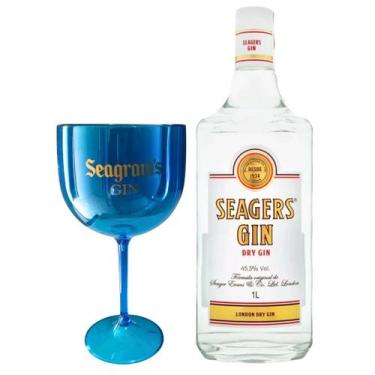 Imagem de Kit Gin Seagers London Dry 1L + Taça de Acrílico