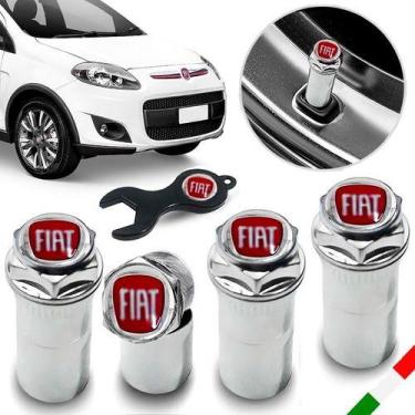Imagem de Bico Pneu Cromado Pino Roda Válvula Antifurto Fiat Palio - Emblematech