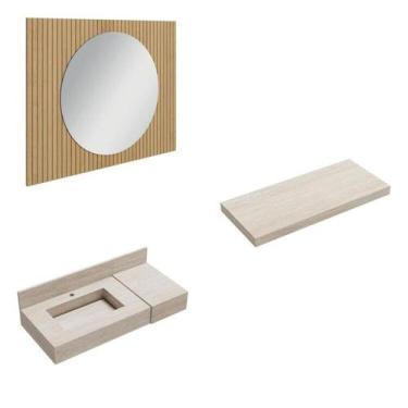Imagem de Conjunto para Banheiro Bancada em Porcelanato com Cuba Esculpida, Prat