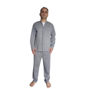 Imagem de Pijama Masculino Aberto Flanelado Moletinho C/botões Inverno Estampado