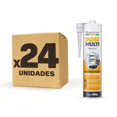 Imagem de Kit 24 Pu 40 Selante Silicone Cola Tudo Multiuso Barone 400g