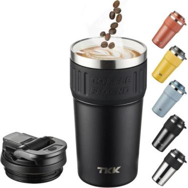Imagem de Garrafa Térmica TKK para Café Quente e Gelado 630ml, Tampa com Canudo 