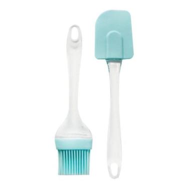 Imagem de Kit Espátula e Pincel de Silicone Azul WF0630 - Le Chef - Rizzo Confei