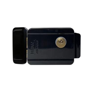 Imagem de Fechadura Elétrica de Sobrepor 12V para Portão Preta sem Sensor AA-ERL200P Papaiz