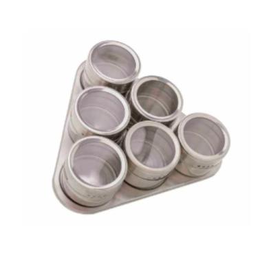 Imagem de Conjunto 6 Porta Temperos Aço Inox Imantado  Casa Del Grande