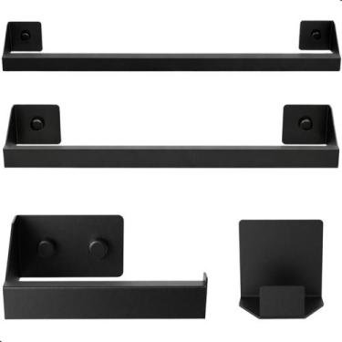 Imagem de Kit Acessórios Para Banheiro Preto 4 Peças Master Slim DF - CasaMóveis