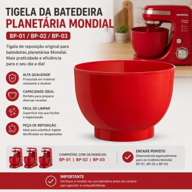 Imagem de Tigela Original Vermelha Mondial para Batedeira Planetária BP01_BP02_B