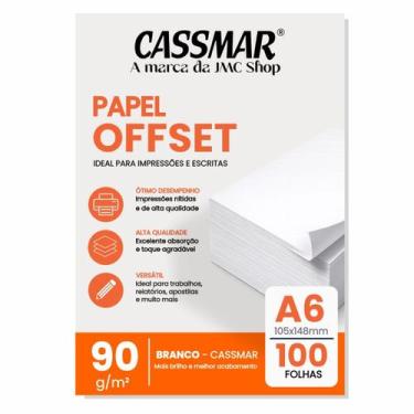 Imagem de Papel Offset 90g A6 105X148mm Cor Branco com 100fls - Cassmar