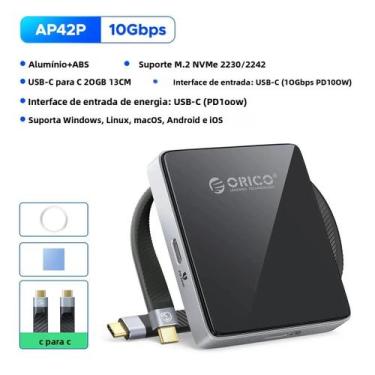 Imagem de Gabinete Magnético ORICO Para SSD M.2 NVMe Com Gravação 4K ProRes Para