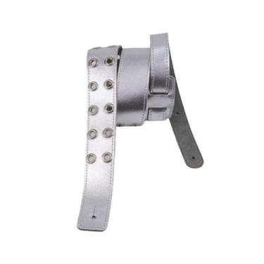 Imagem de Correia Para Guitarra Couro Silver Leather Grommets 25lgs04 - Planet W