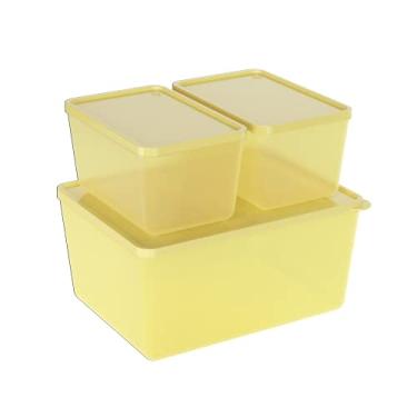 Imagem de Conjunto de 3 Potes Amarelo Soft e Amarelo Elétrico Translúcido Basic Coza 20,3 x 15,8 x 9,8 cm