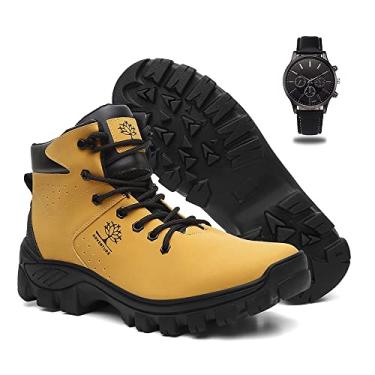 Imagem de Coturno Masculino Bota Adventure + Relógio Analógico - Milho/43