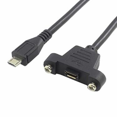 Imagem de BLUEXIN Micro USB macho para micro USB fêmea extensão painel tipo cabo com parafusos, dados + carga, preto 50 cm/1,6 pés
