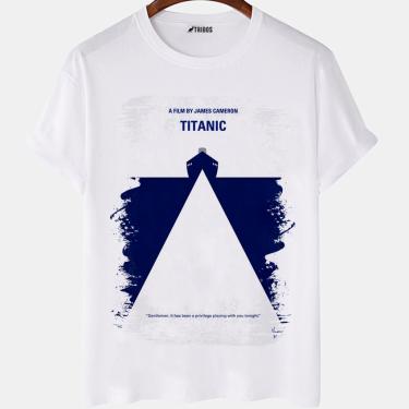 Imagem de Camiseta masculina Capa Minimalista Filme Titanic Arte Camisa Blusa Branca Estampada