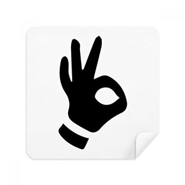 Imagem de OK Gesture Outline Padrão Óculos Pano Pano Limpador de Tela Tecido de Camurça Pacote com 2