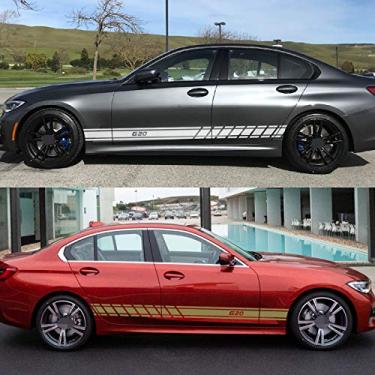 Imagem de MVMTVT para BMW G30 G20 G01 G02 G05 G06 G07 G08 G11 G12 G14 G15 G16 G21 G31 G32 G38 2 Adesivos Saia lateral para carro com listras