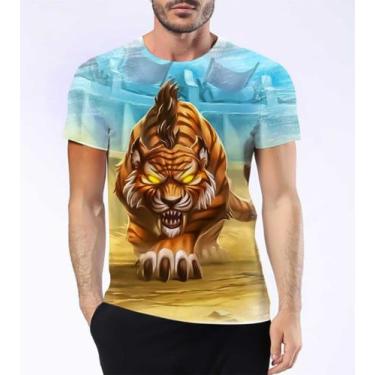 Imagem de Camisa Camiseta Tigre Dente De Sabre Smilodon Extinto Hd 8 - Estilo Kr