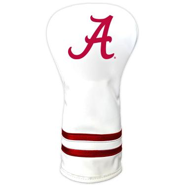 Imagem de Team Golf NCAA Alabama Crimson Tide Capa de cabeça branca vintage para taco de golfe, design justo, design retrô e excelente qualidade