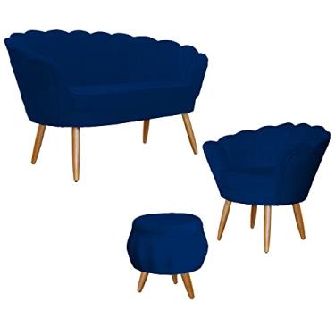 Imagem de Kit Pétala - Namoradeira, Poltrona e Puff Pétala Suede - Ds Estofados